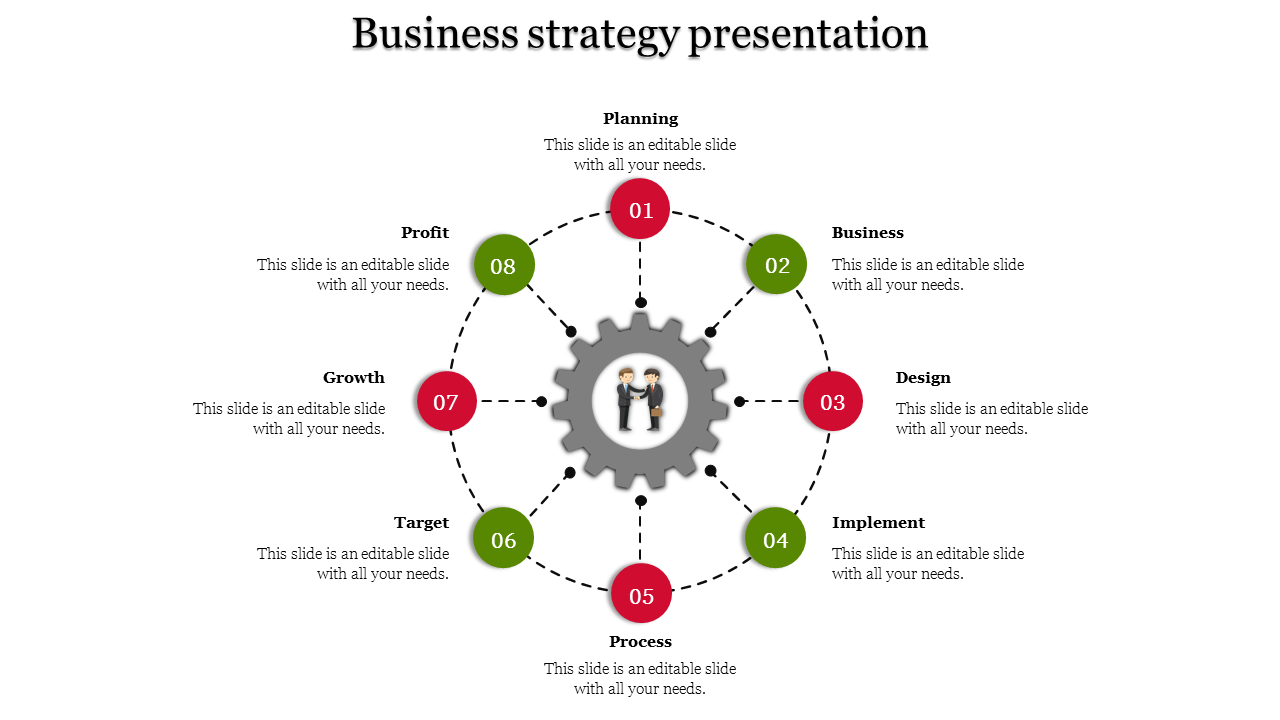 Eight Noded Business Strategy PPT Template Designs